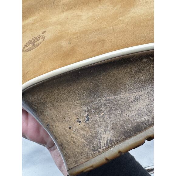 Timberland Wedge Boots Womens Tan Suede Zipper 2.5" Heel Pull On Shoe Sz US 8.5 - Picture 6 of 10